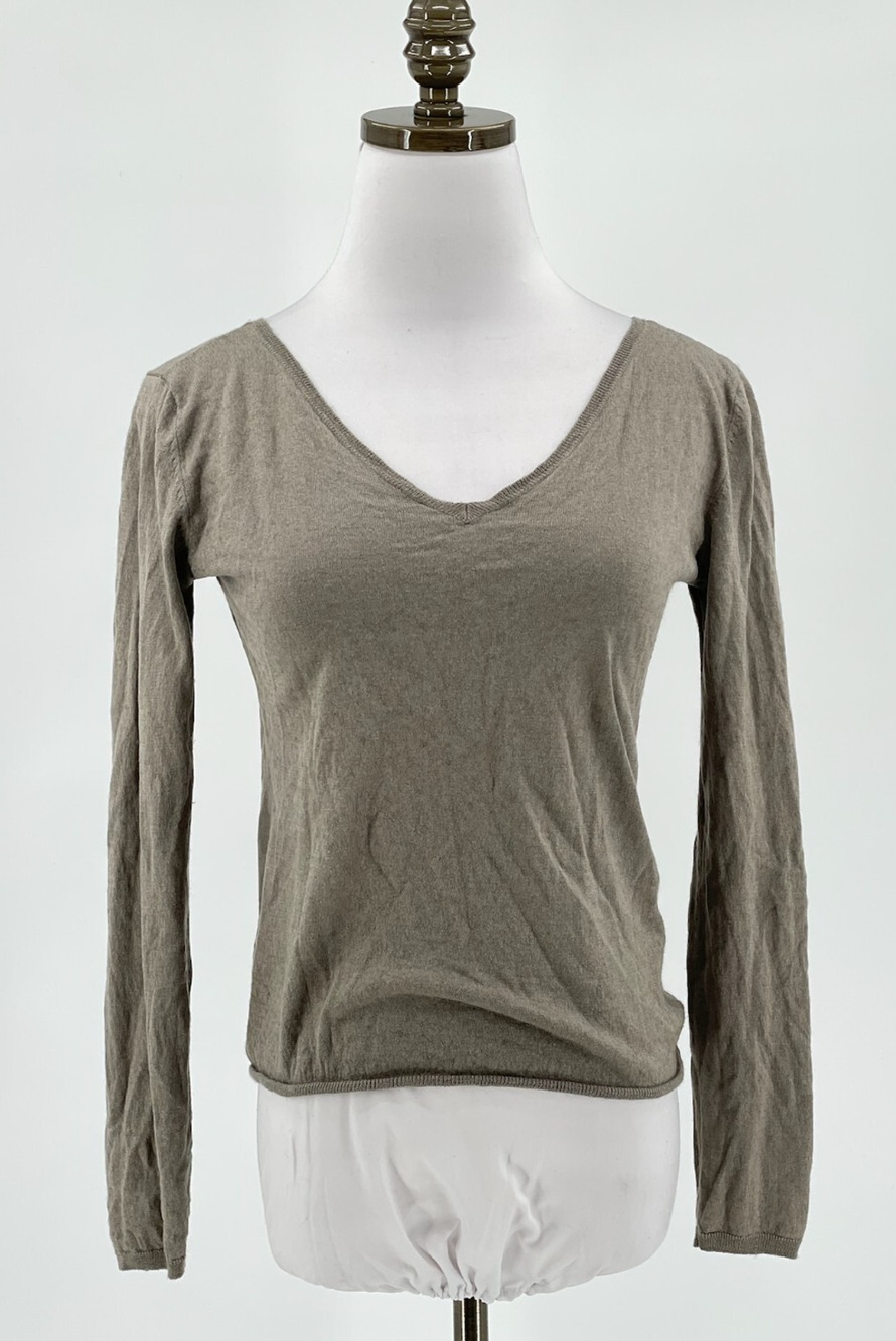 Purdey Womens Taupe Silk Cashmere Lightweight Sweater Sz 2